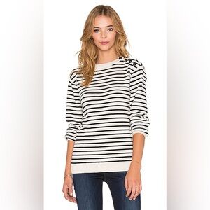 MiH Jeans - Vintage Button Breton Sweater in Cream & Navy